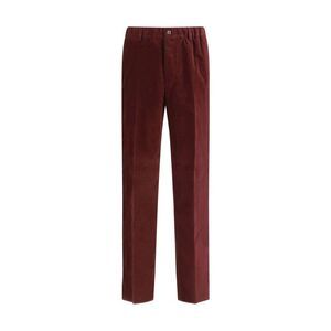 Fendi Cotton Casual Pants Men Bordeaux Bottoms